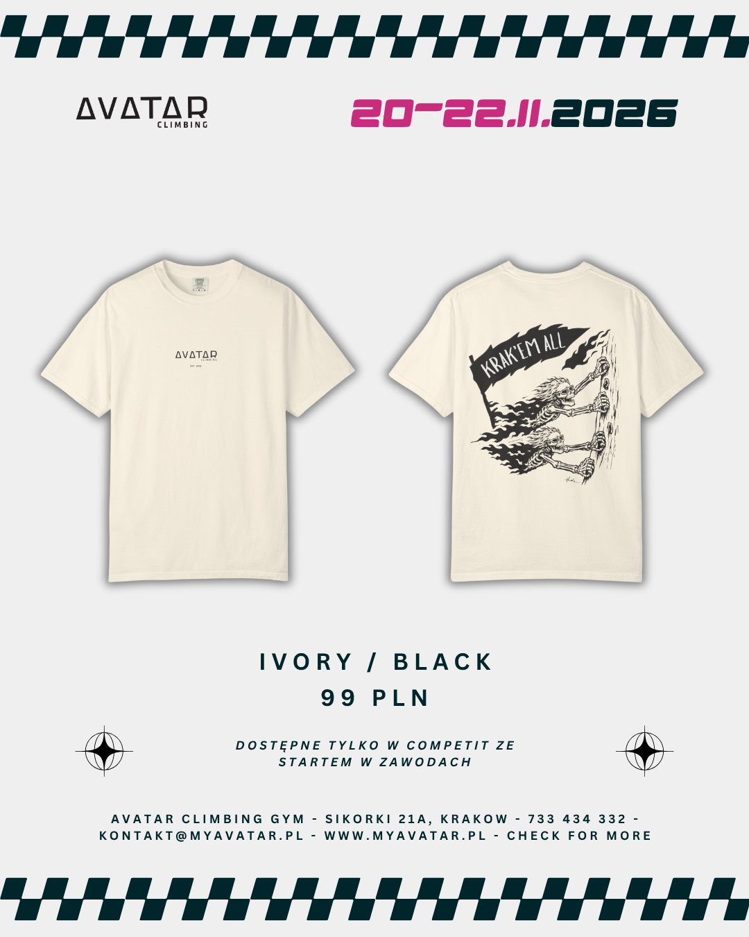 Koszulka KRAK'EM ALL 2026 – Ivory / Black