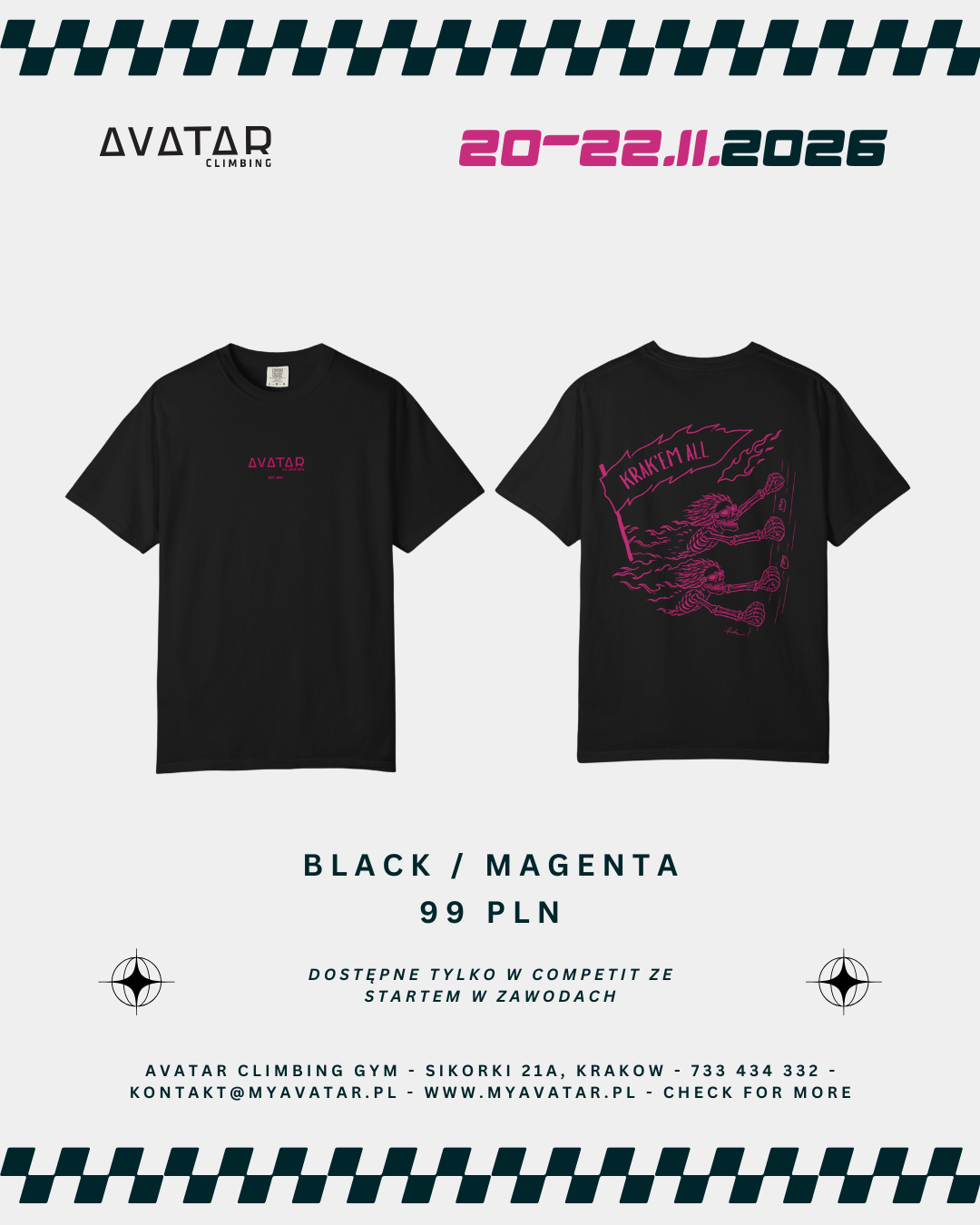 Koszulka KRAK'EM ALL 2026 – Black / Magenta